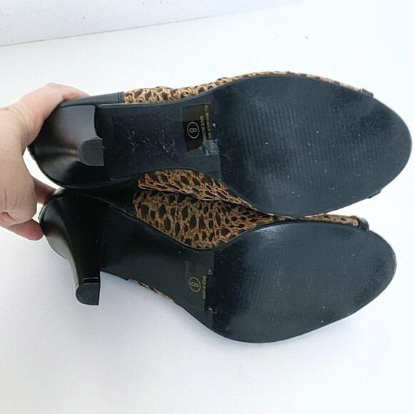 Open Toe Cheetah Print Open Toe High Heel Ankle Booties Size 8 - Picture 10 of 12